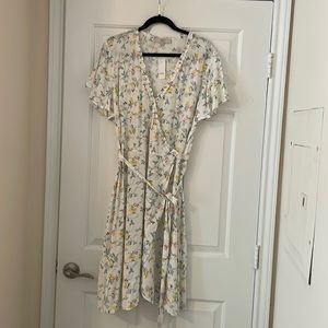 Loft plus size floral wrap dress